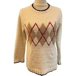 Vintage Preppy Argyle Print Sweater Large